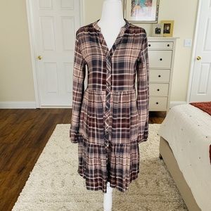 Knox Rose Long-sleeve Button Front Dress